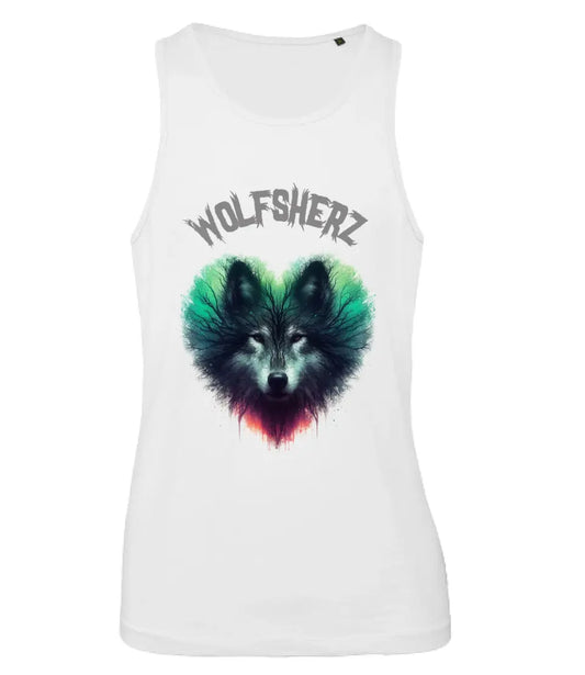 Ligne Mystique * Bio Damen/Herrn Premium Tanktop weiß * Wolfsherz * personalisierbar