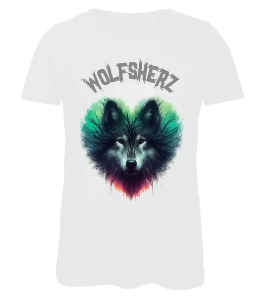 Ligne Mystique * Bio Damen/Herrn Premium T Shirt weiß * Wolfsherz * personalisierbar